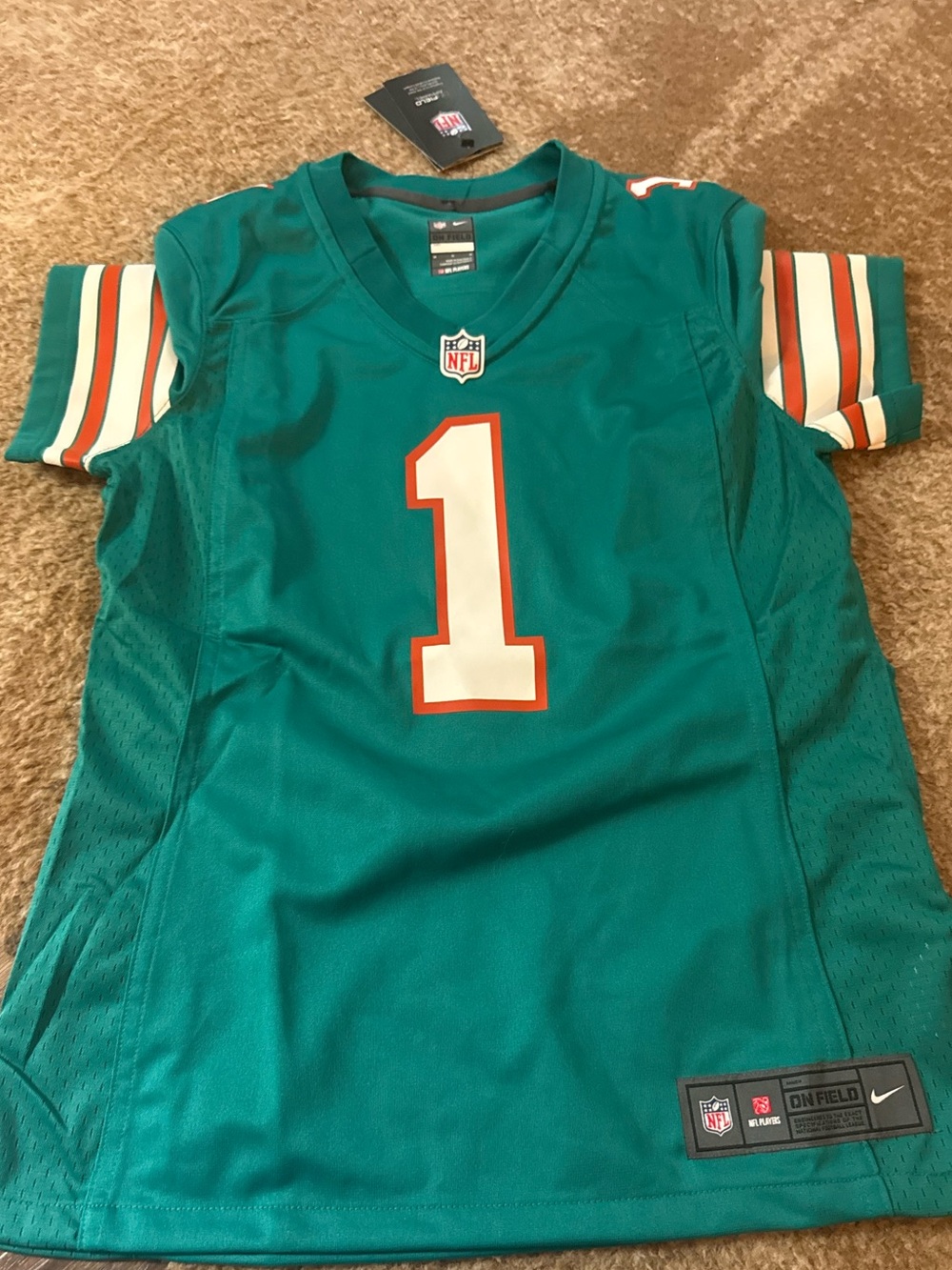 NFL Teal Women’s Football Jersey with White and Orange Accents